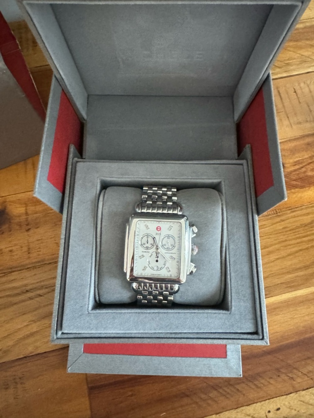Michele Silver Stainless Steel Chronograph Watch with Ivory Dial - Picture 6 of 6